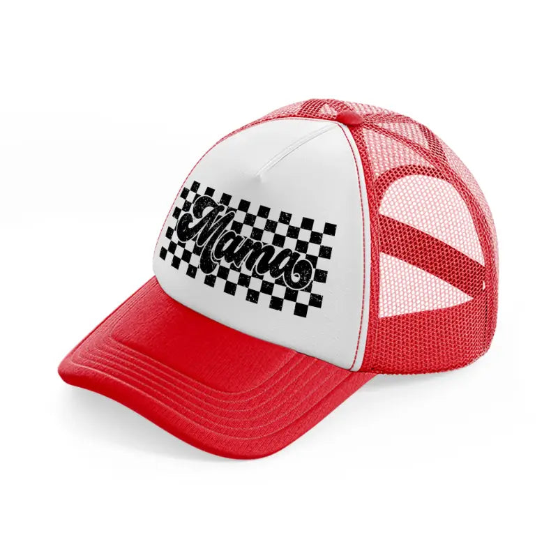 mama checker board-red-and-white-trucker-hat