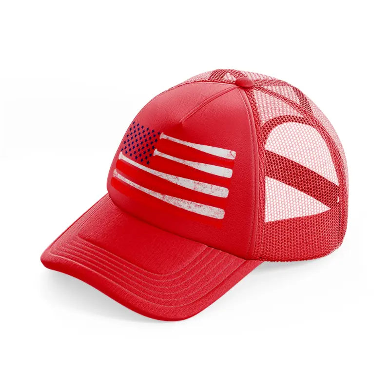 baseball american flag-red-trucker-hat