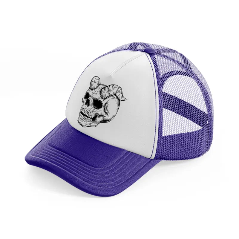 demon's skull-purple-trucker-hat