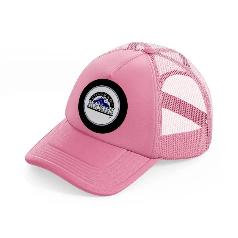 colorado rockies black badge-pink-trucker-hat