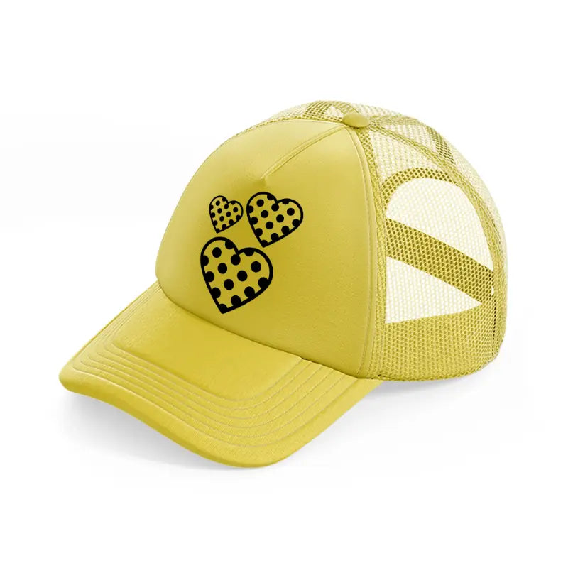 polka dot hearts gold trucker hat