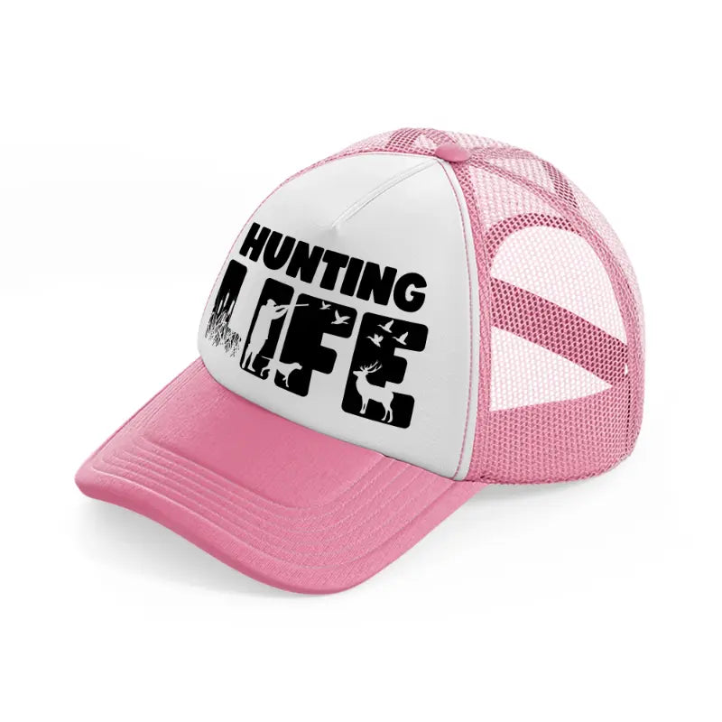 hunting life bold-pink-and-white-trucker-hat