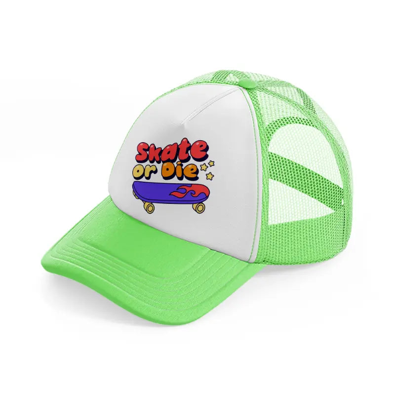 skate or die-lime-green-trucker-hat