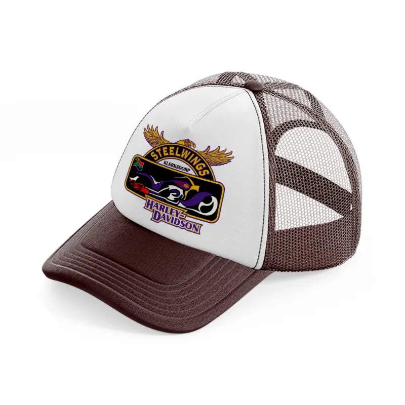 steel wings harley-davidson-brown-trucker-hat