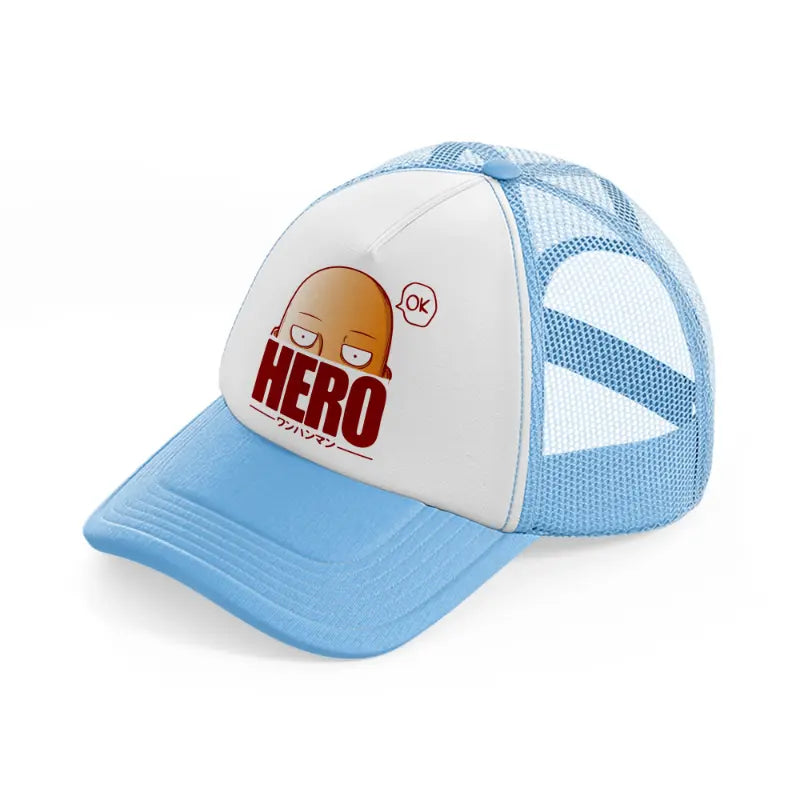 hero one punch man-sky-blue-trucker-hat