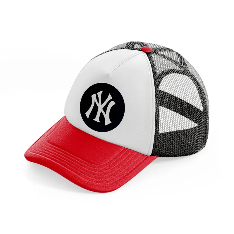 newyork badge-red-and-black-trucker-hat
