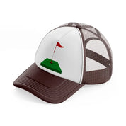 red flag cartoon-brown-trucker-hat