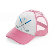 golf sticks.-pink-and-white-trucker-hat