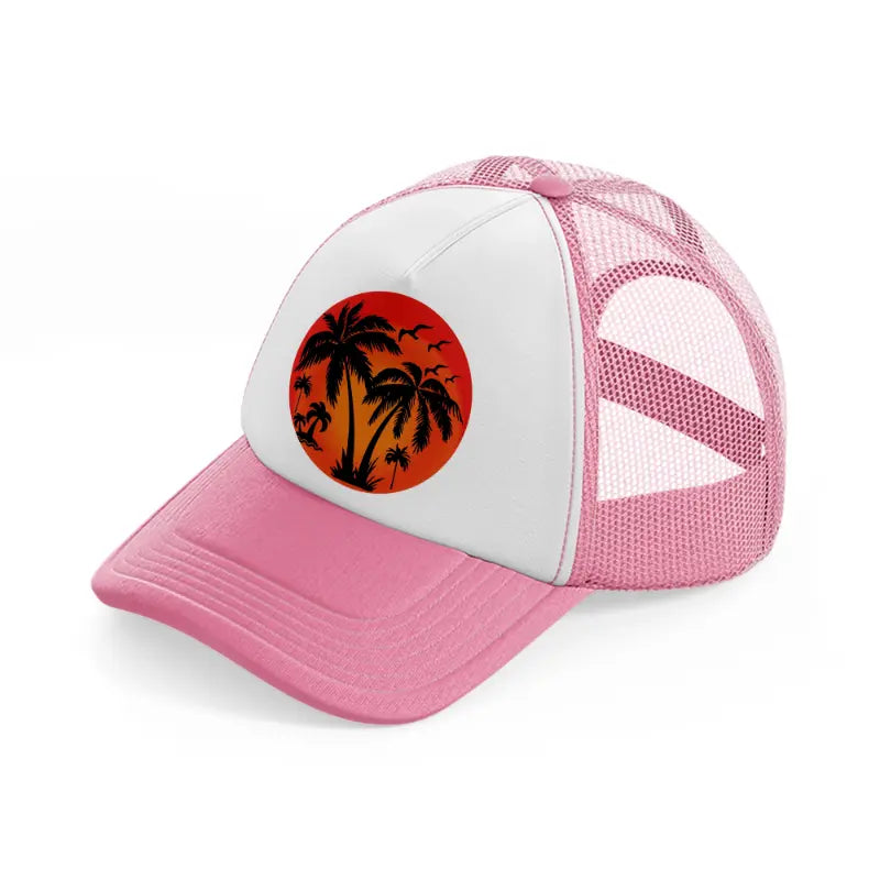 retro vintage sunset-pink-and-white-trucker-hat