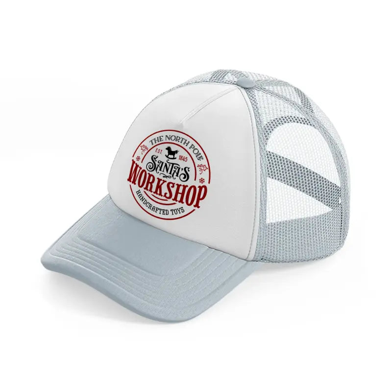 the north pole santa's workshop handcrafted toys-grey-trucker-hat