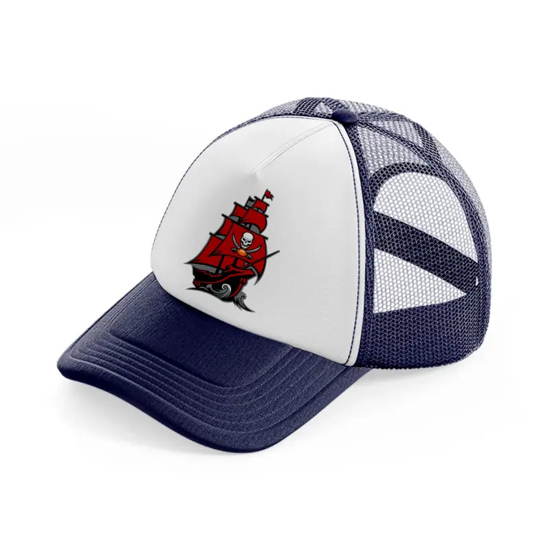 tampa bay buccaneers boat emblem-navy-blue-and-white-trucker-hat