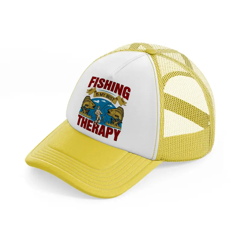 fishing is my best therapy yellow trucker hat