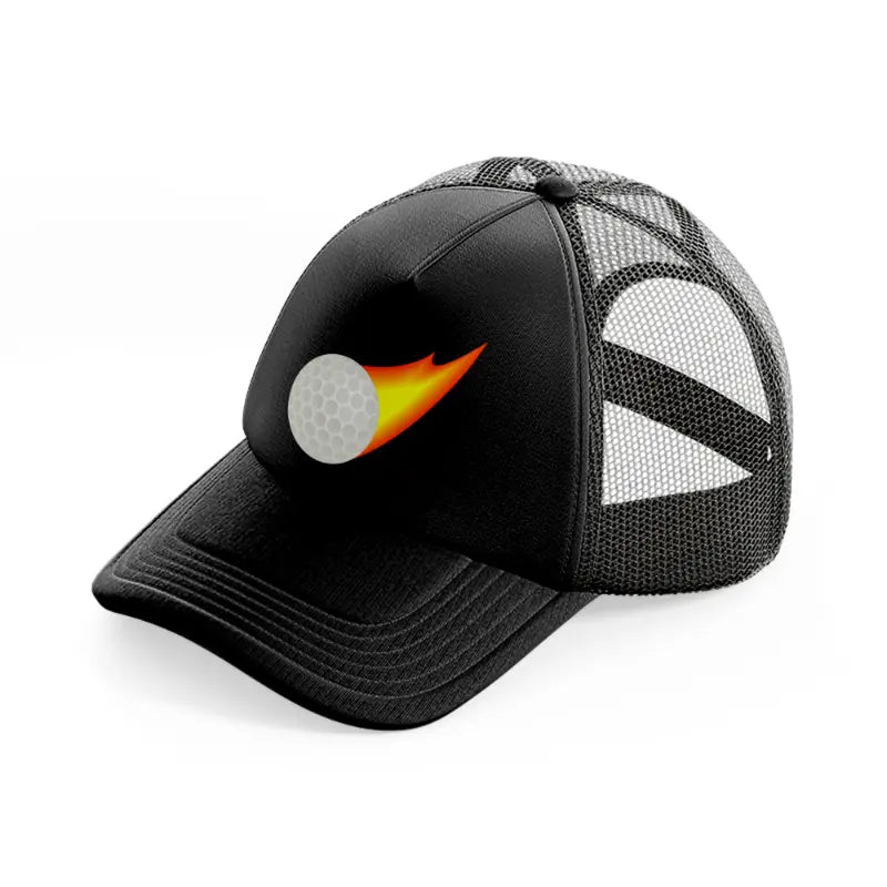golf ball fire-black-trucker-hat