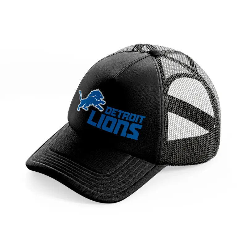 detroit lions shorter logo-black-trucker-hat