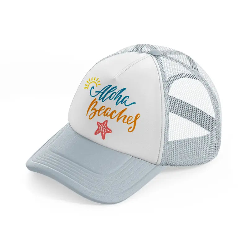 aloha beaches grey trucker hat