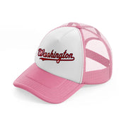 washington logo-pink-and-white-trucker-hat