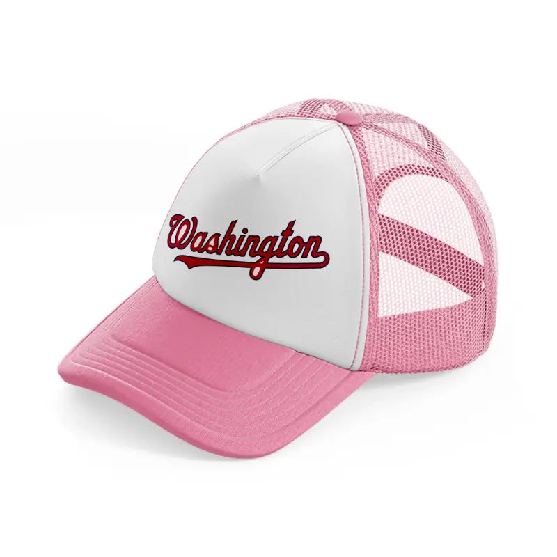 washington logo pink and white trucker hat