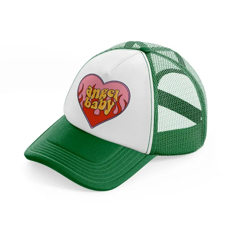 angel baby green and white trucker hat