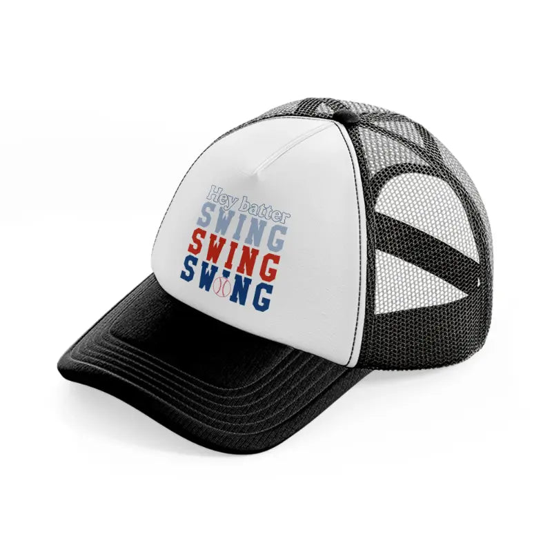 hey batter swing-black-and-white-trucker-hat