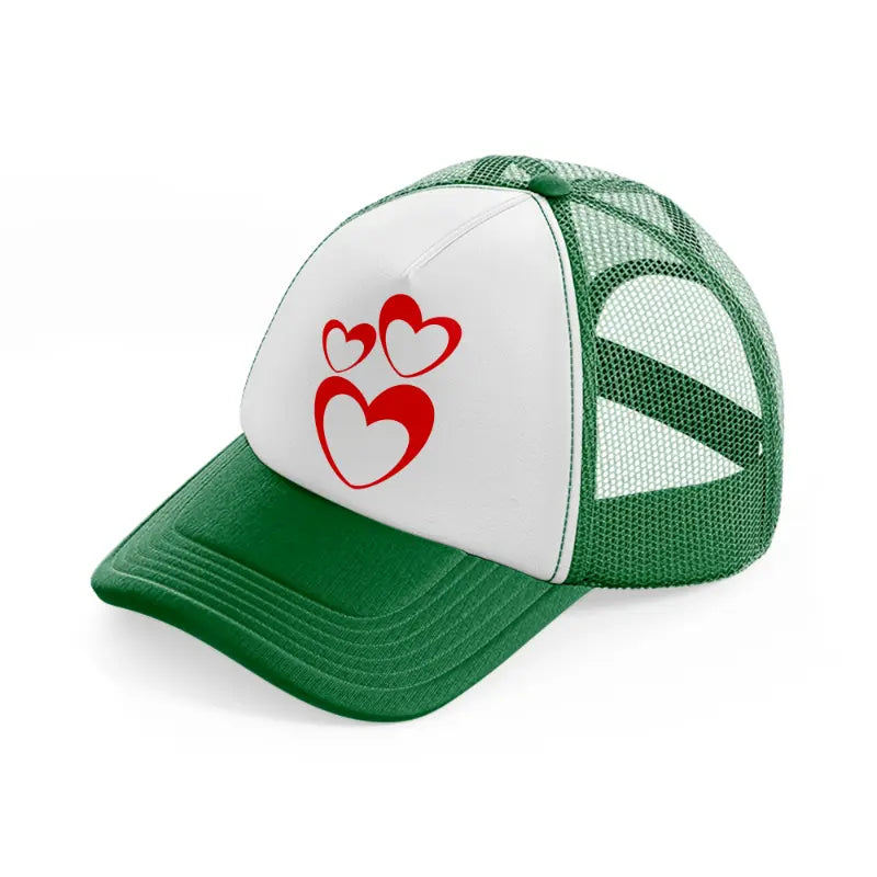 3 hearts-green-and-white-trucker-hat