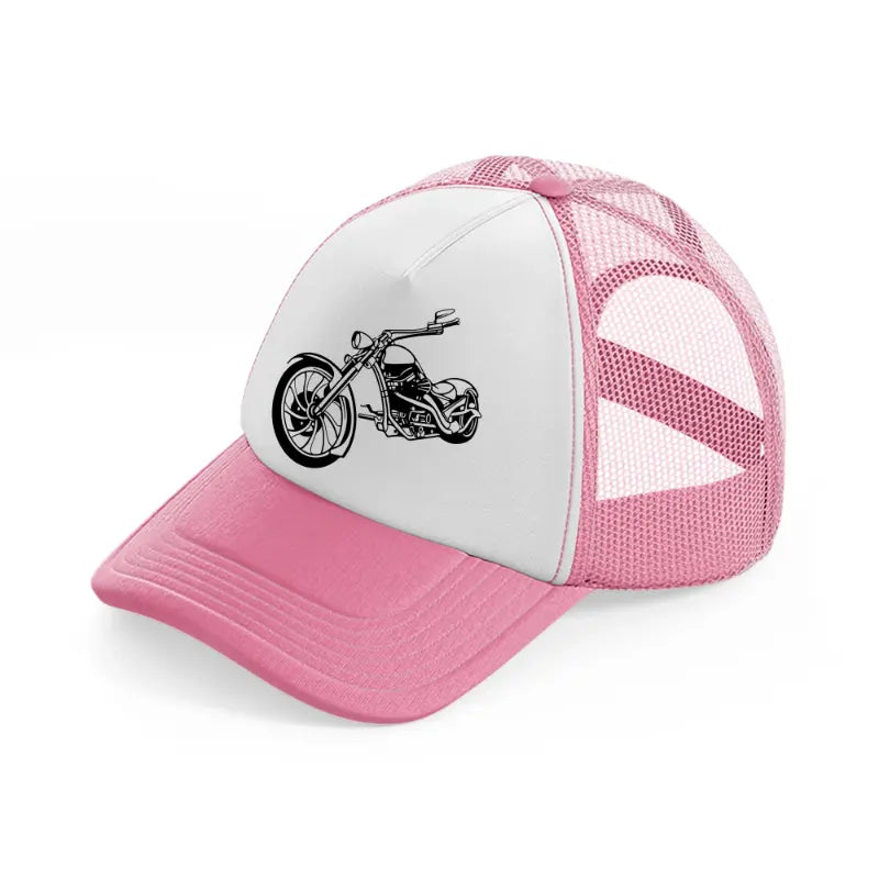 harley davidson bike vector-pink-and-white-trucker-hat