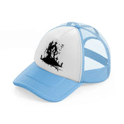 gothic artowrk sky blue trucker hat