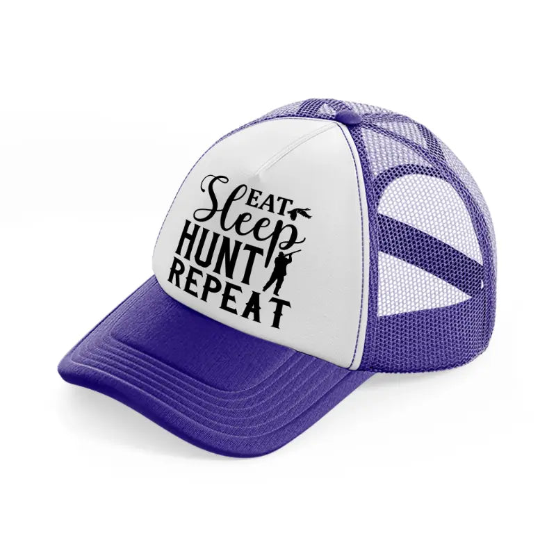 eat sleep hunt repeat-purple-trucker-hat