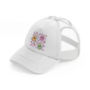 bunny smilies white trucker hat