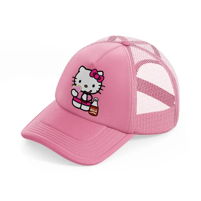 hello kitty drink pink trucker hat