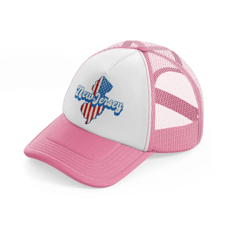 new jersey flag pink and white trucker hat