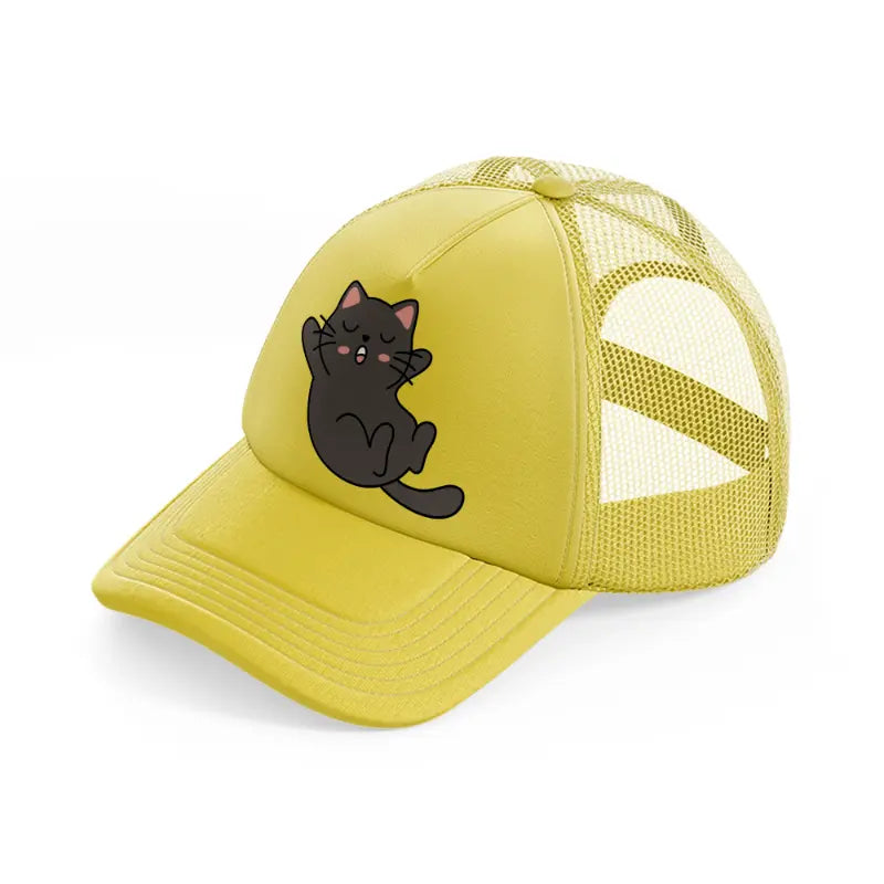 black cat-gold-trucker-hat