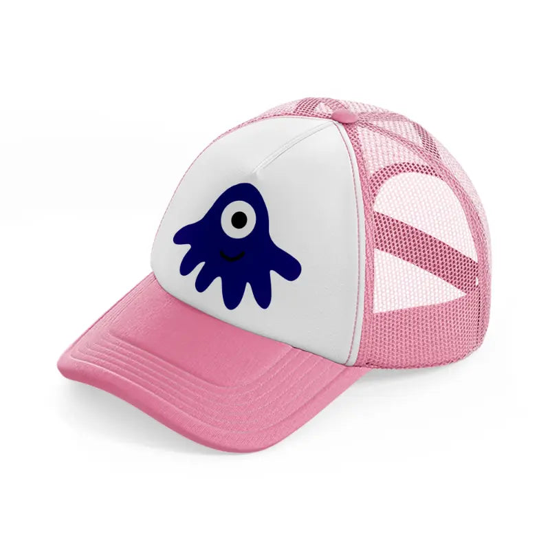 blue monster-pink-and-white-trucker-hat