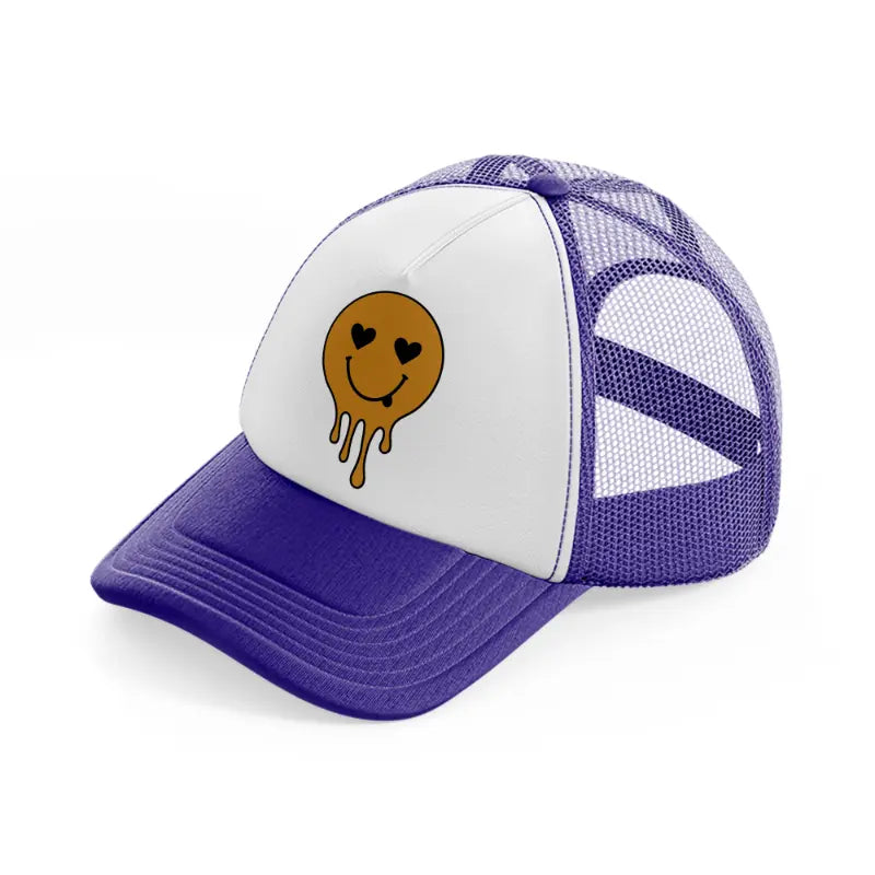 melt smiley-purple-trucker-hat