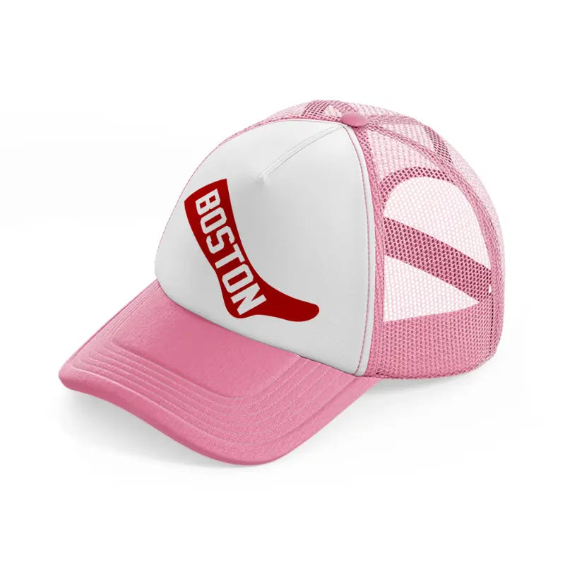 boston sock-pink-and-white-trucker-hat
