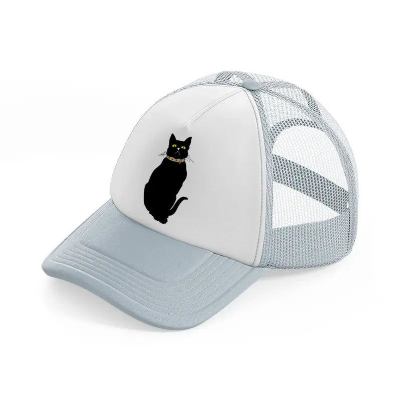 black cat-grey-trucker-hat