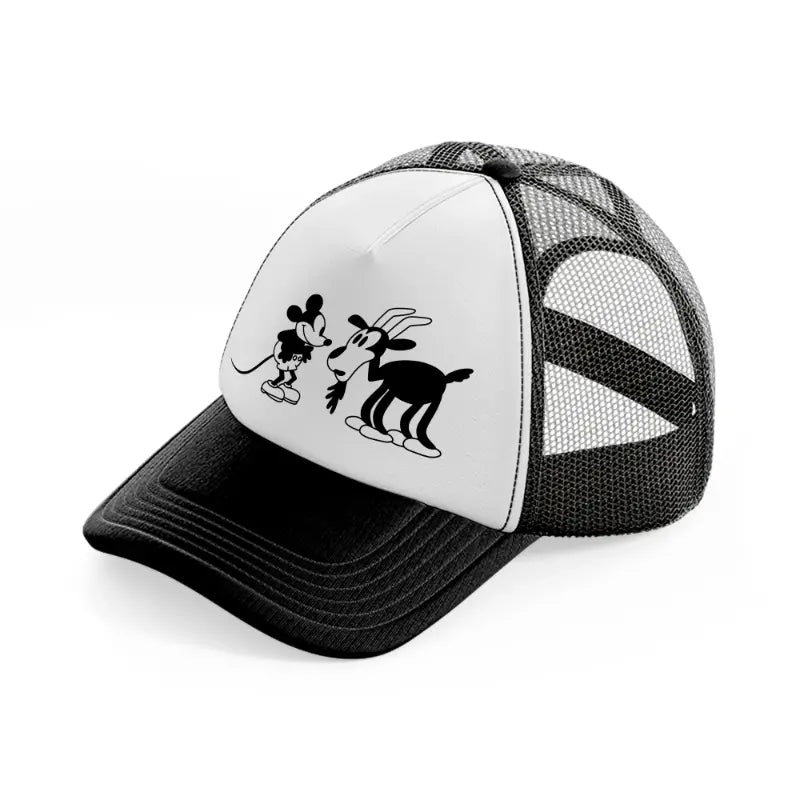 mickey deer confuse black and white trucker hat