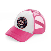 washington nationals white badge-neon-pink-trucker-hat