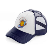 surfing chick navy blue and white trucker hat