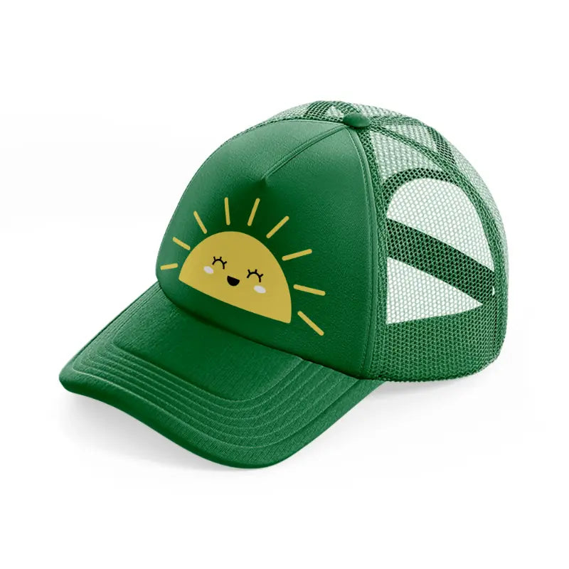 sunny face-green-trucker-hat