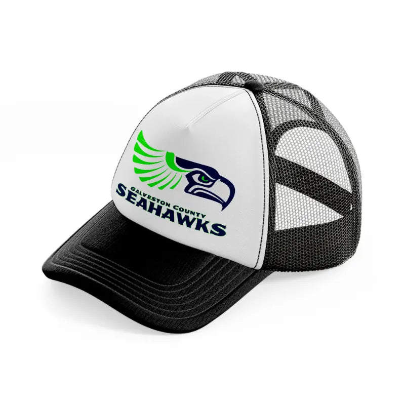 galveston county seahawks-black-and-white-trucker-hat