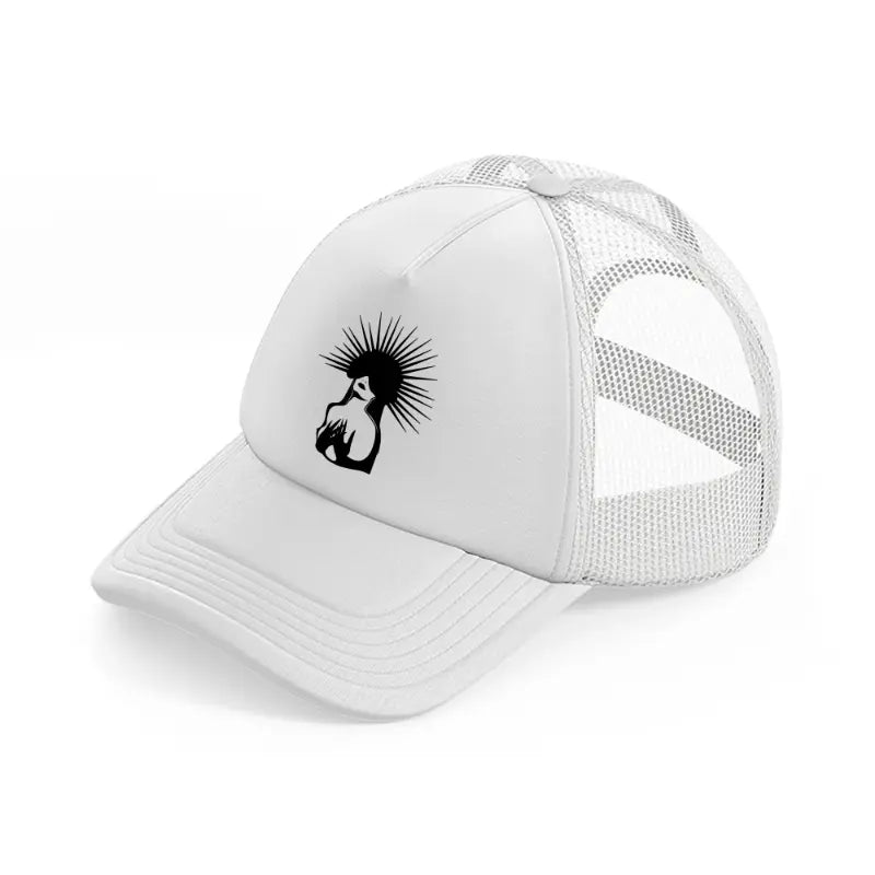 gothic girl with spike white trucker hat