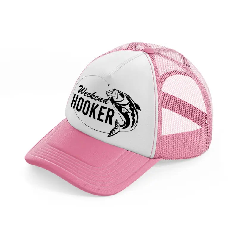 weekend hooker pink and white trucker hat