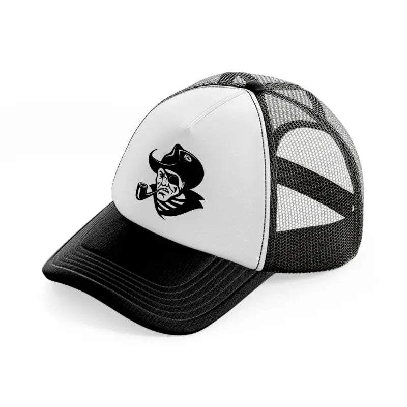eye patch-black-and-white-trucker-hat