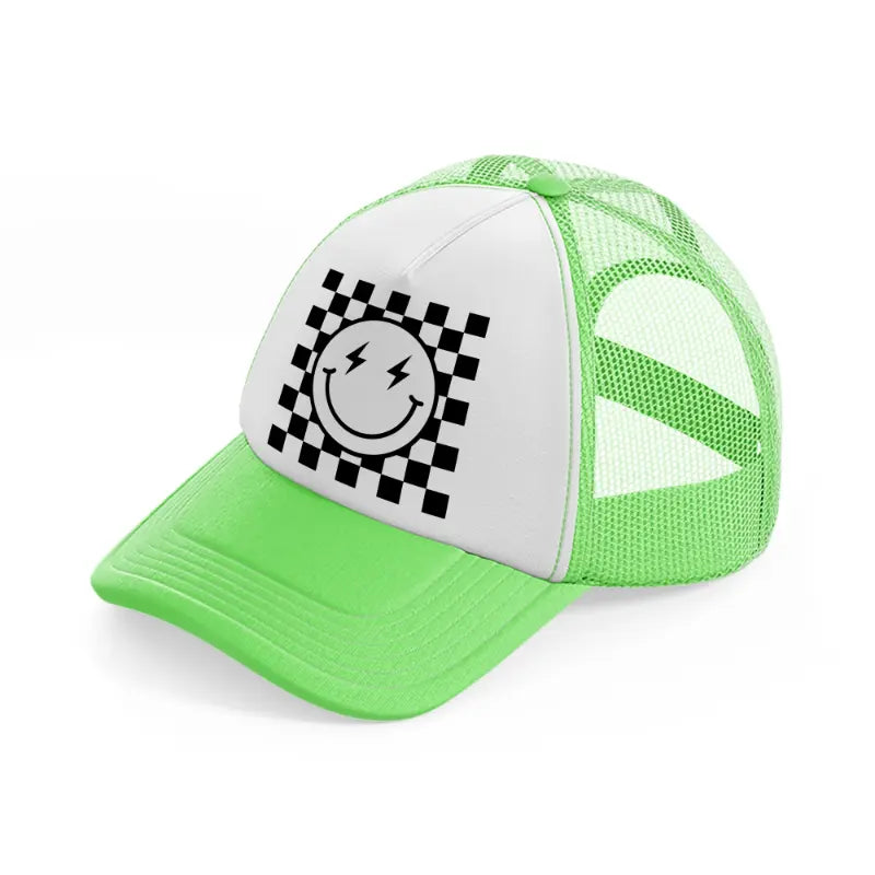 electrifying smiley lime green trucker hat