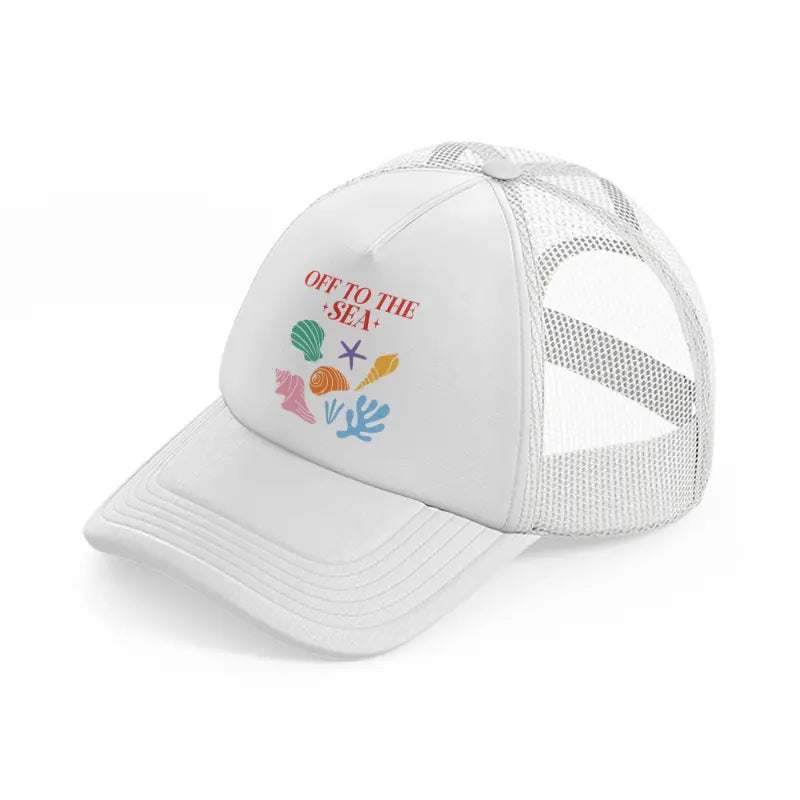 off to the sea white trucker hat