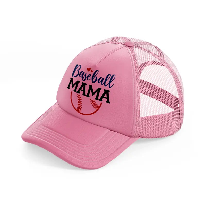 baseball mama red & blue-pink-trucker-hat