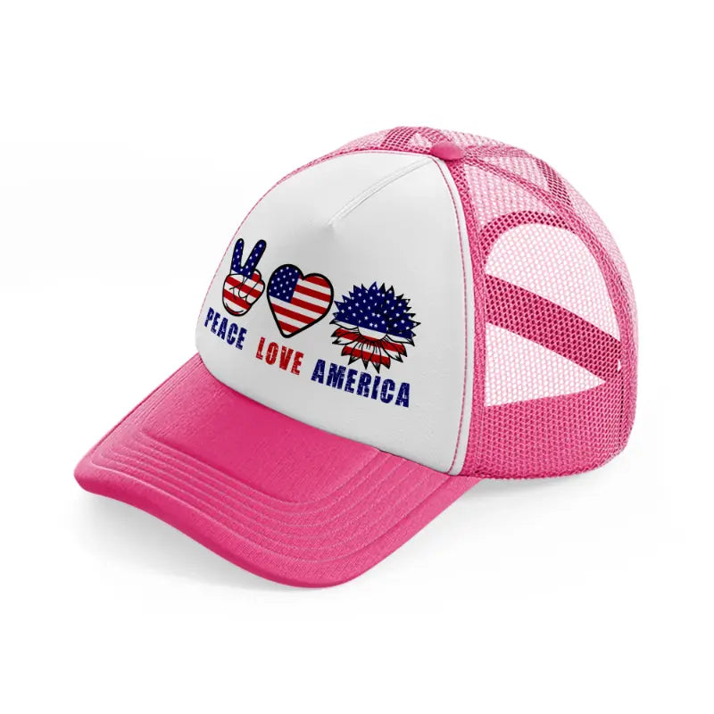 peace love america-010-neon-pink-trucker-hat