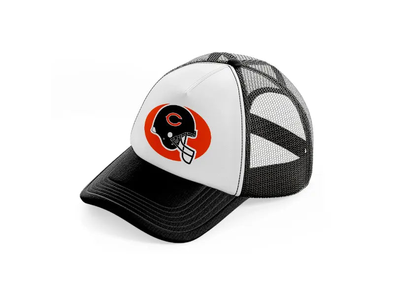 chicago bears helmet-black-and-white-trucker-hat