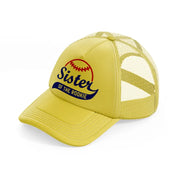 sister of the rookie gold trucker hat