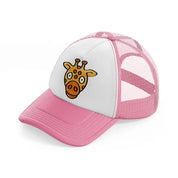 028 giraffe pink and white trucker hat